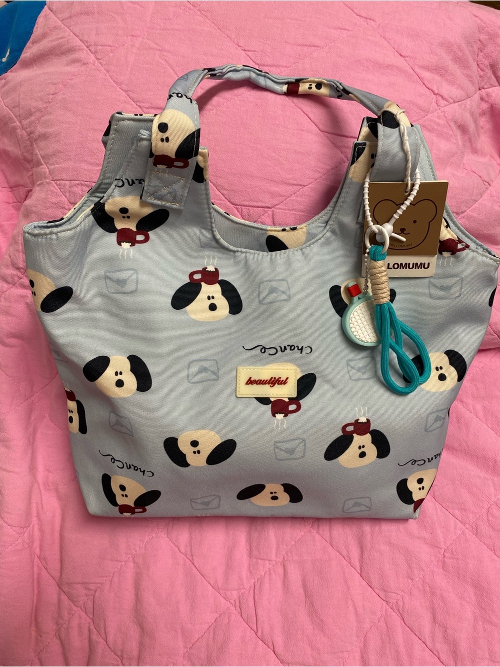 Light Gray Cute Puppy Print Tote Bag - Beautiful Accent